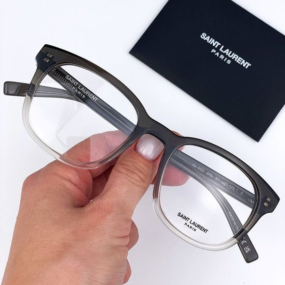 Saint Laurent SL459 005 BRAND NEW Eyeglasses Gradient Gray Crystal Square Unisex - Picture 1 of 12